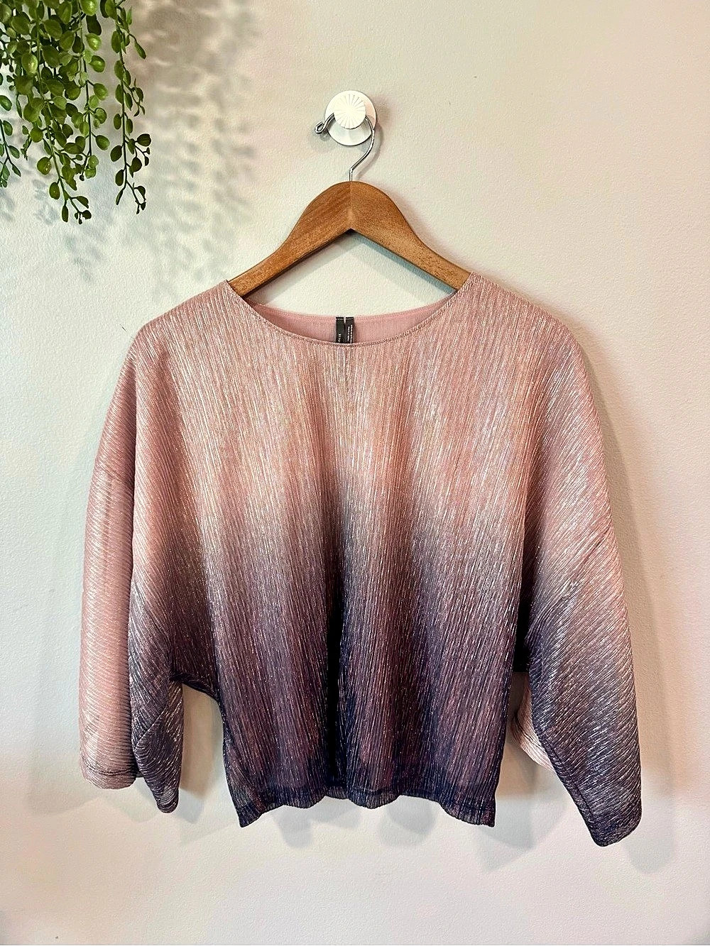 Anthropologie Ombre Top Metallic Blouse Pink & Purple